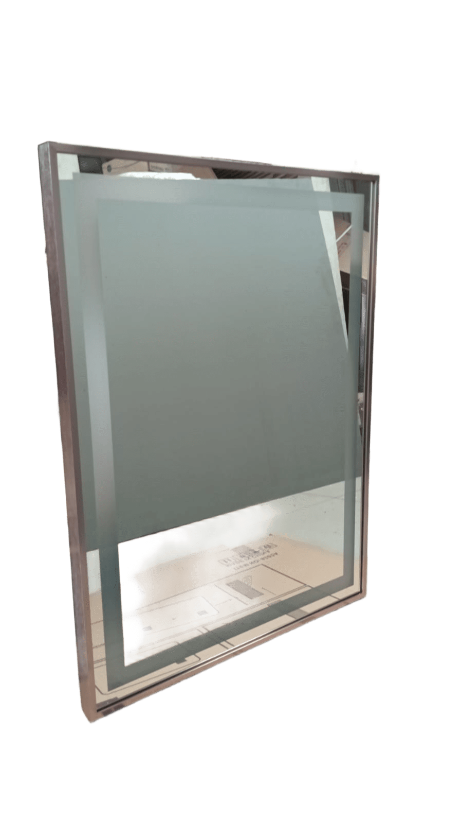 ESPEJO RECTANGULAR LED 80X60 MARCO PLATEADO